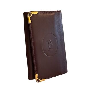 Cartier Brown Leather Wallet with Gold Corners